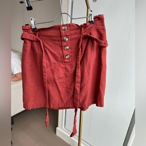 American Eagle Size S Linen Skirt Orange/Burgundy Color